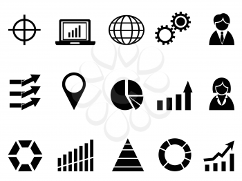 isolated black business infographic icons set from white background