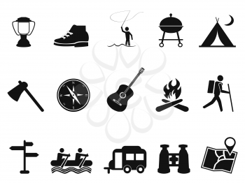 isolated black camping icons set from white background