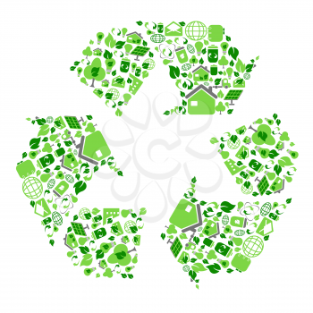 isolated green eco recycling symbol on white background