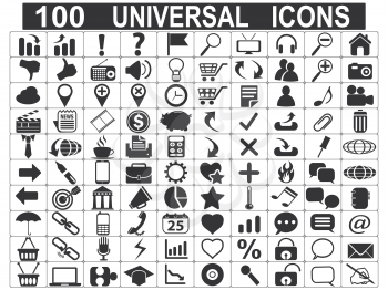 isolated 100 universal web icons set on white background