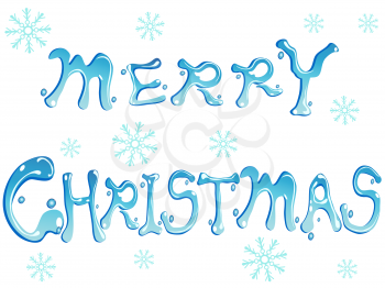 isolated blue merry christmas words on white background