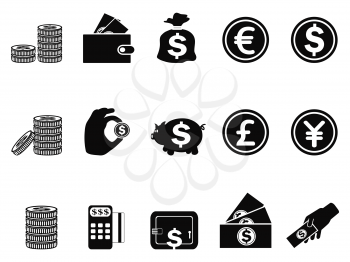 isolated money and coin icons set from white background