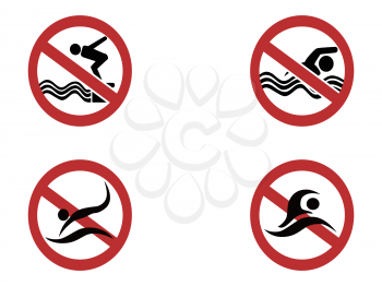 isolated no swimming symbol from white background