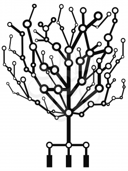 isolated circuit tree on white background