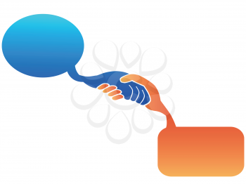 isolated color handshake speech bubble on white background