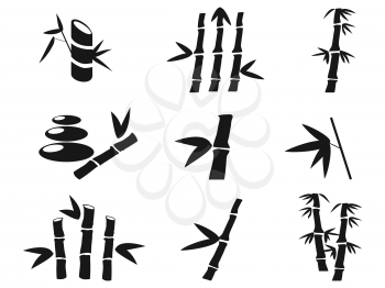 isolated black bamboo icons from white background