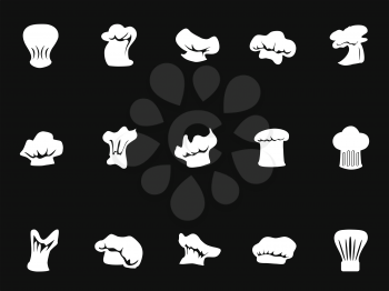 isolated chef hats icon on black background