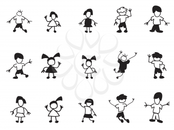 isolated doodle kids icons from white background