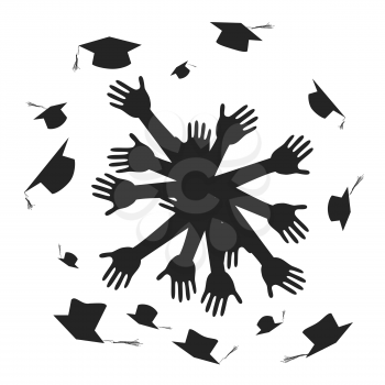 isolated hands celebrating graduation circle from white background