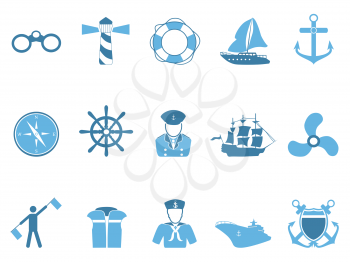 isolated blue sailing icons set from white background