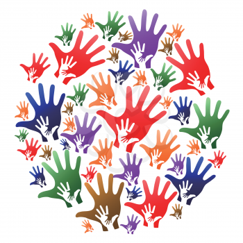 isolated colorful caring hands circle on white background