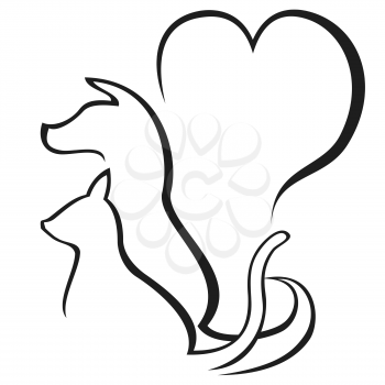 isolated pet caring outline logo on white background
