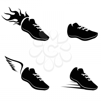 isolated black Running shoes icon from white background