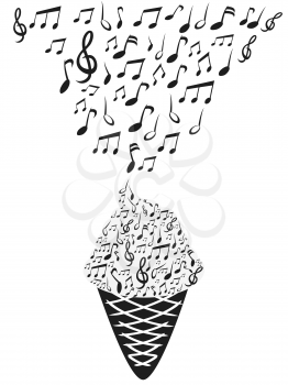 isolated ice cream with music notes from white background