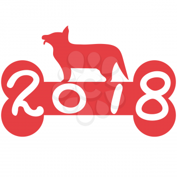 isolated red bone 2018 dog year from white background