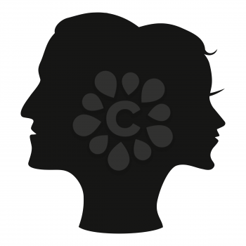 isolated man woman head combine vector from white background 
