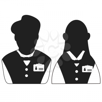 isolated waiter and waitress head icon from white background
