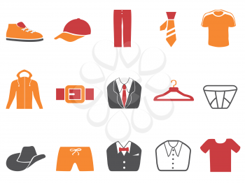 isolated orange red color series Men fashion icons set from white background