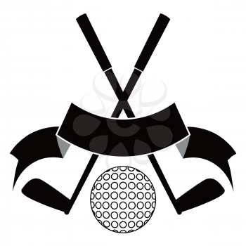 isolated black crossed golf ball logo on white background