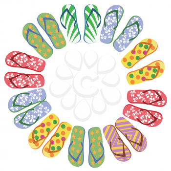 isolated Flip flops circle with copy space on white background