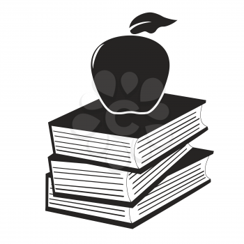 isolated apple on the books from white background