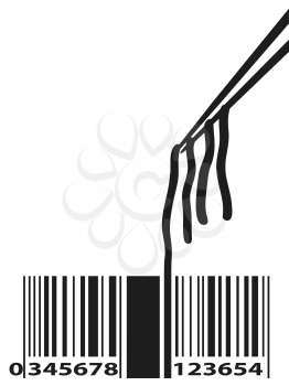 isolated Noodle Barcode With Chopstick from white background
