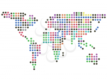 isolated color dots earth on white background
