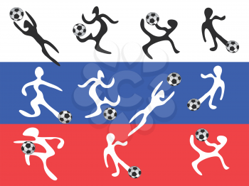 abstract players playing soccer on russia flag