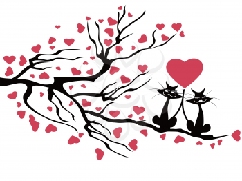isolated love cats tree,vector on white background
