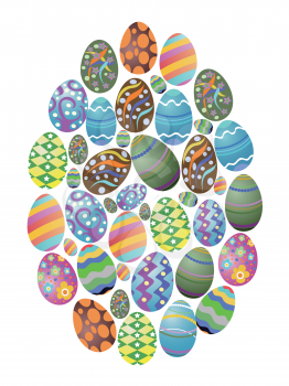 isolated colorful easter eggs group background from white background