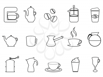 isolated coffee linear icon set from white background
