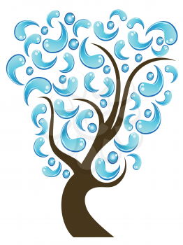isolated water drops tree from white background