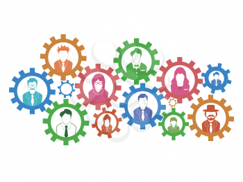 isolated color teamwork gears concept on white background
