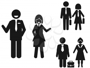 isolated businessman and businesswoman pictogram on white background