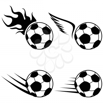 isolated black soccer logo icons set from white background 