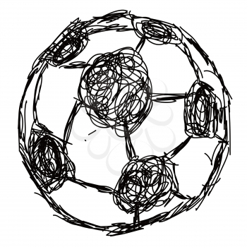 isolated doodle hand drawn soccer ball icon on white background