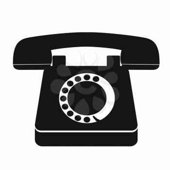 isolated single black old vintage telephone icon from white background