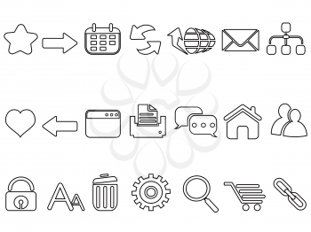isolated linear flat web mobile interface app outline icons set from white background