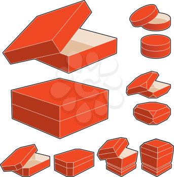 Royalty Free Clipart Image of Red Boxes With Lids