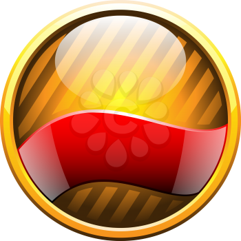 Royalty Free Clipart Image of a Gold Badge With a Red Ribbon