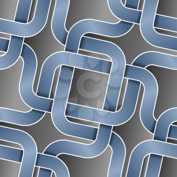 Royalty Free Clipart Image of a Grey Background With Entwined Blue Lines