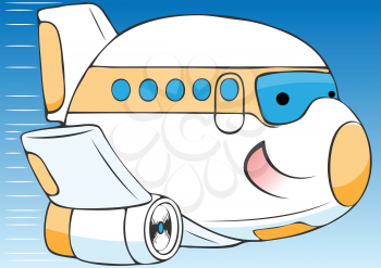 Royalty Free Clipart Image of a Cartoon Airplane
