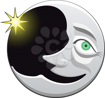 Royalty Free Clipart Image of a Cartoon Crescent