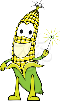 Royalty Free Clipart Image of a Happy Corn on the Cob