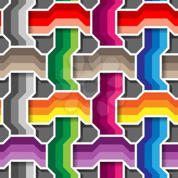 Royalty Free Clipart Image of a Colourful Weave Pattern Background