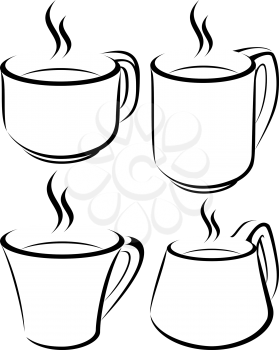 Royalty Free Clipart Image of Four Cups of Coffee