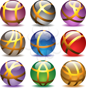 Royalty Free Clipart Image of a Clear Balls With Gold Lines