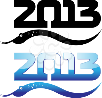 Royalty Free Clipart Image of 2013 and a Snake