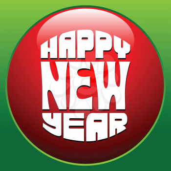 Royalty Free Clipart Image of a Happy New Year Button
