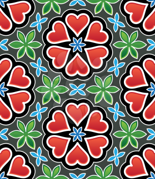 Royalty Free Clipart Image of a Floral Heart Background